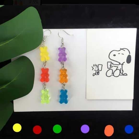 Gummy Bear Earrings Candy Color Drop Earrings - Picture 7 of 12